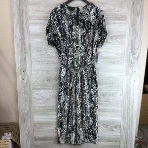 Donna Morgan Snake Print Belted Wide Leg Jumpsuit